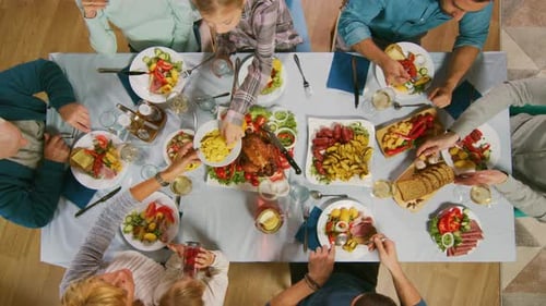 Family enjoying a delicious meal together at home
