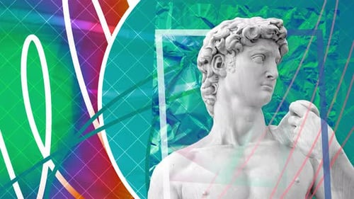 Dynamic Abstract Geometric Art Background with Classical Statue