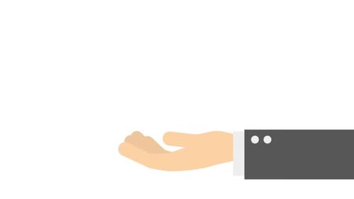 Animated Hand Presenting Idea Light Bulb in Flat Design