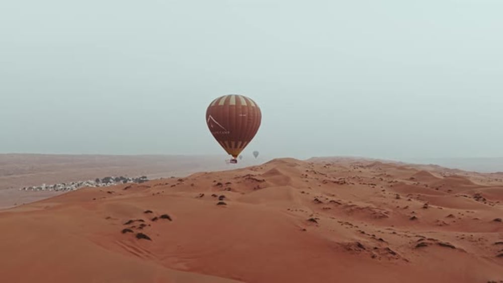 Hot Air Balloon Flying Over Desert in Oman Bidiya | Aerial Adventure ...