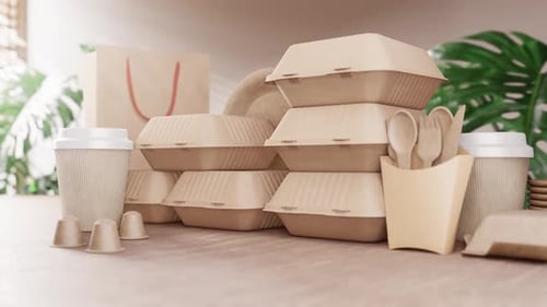 Sustainable Eco-Friendly Food Takeaway Packaging 3D Render