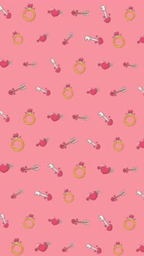 Animated Hearts Rings Keys Flat Design Seamless Pattern