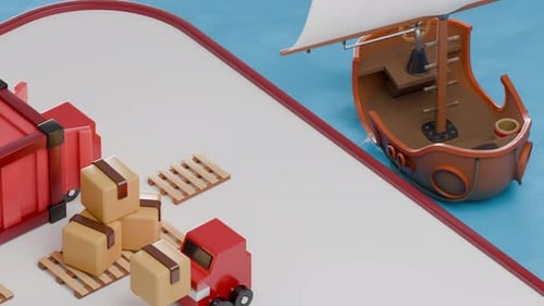3D Loop Satisfying Logistics Animation