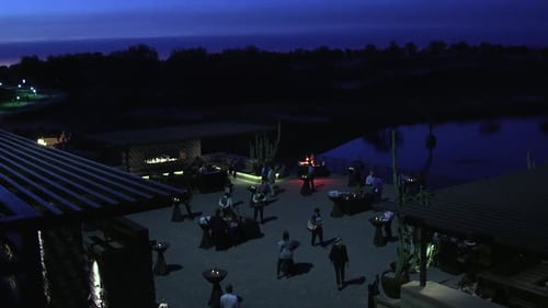 High angle tilt-down of network event in Scottsdale, Arizona