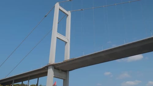 Pont routier suspendu Temmuz Sehitler, Bospherus Istanbul, plan à faible angle