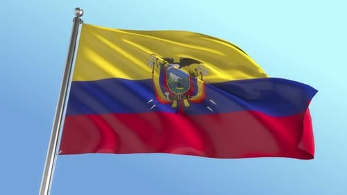 Ecuador National Flag Waving in Realistic Slow Motion Loop