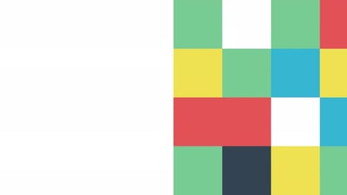 Synergy Collection: In out overlay with pop out animation of transition of a blue square into a stat