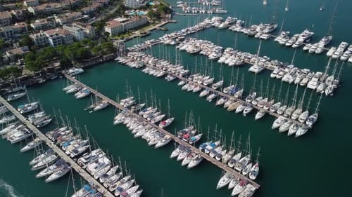 Awesome aerial view of Fethiye Marina in Turkey