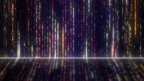 Animación de ecualizador de música colorida y brillante sobre fondo negro. Fondo musical de Audio Spectrum. Loo