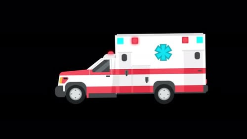 Cartoon Siren Ambulance Car Alpha Channel 4K