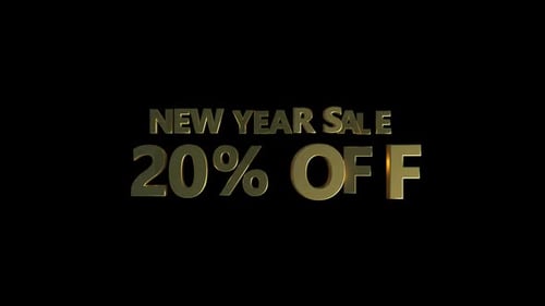 New Year Sale Golden 3D Text Animation