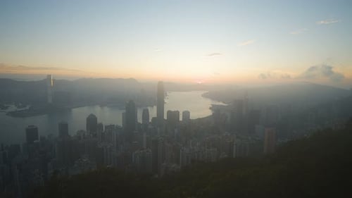 City Sunrise With Fog