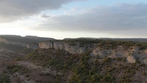 Picturesque View of Rocky Mountains Under Cloudy Sky in Burgos Spain
