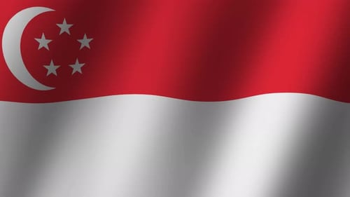 Waving Singapore National Flag Seamless Loop Animation