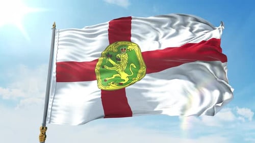 Alderney Flag Waving Seamlessly with Realistic Fabric Motion on Sunny Day