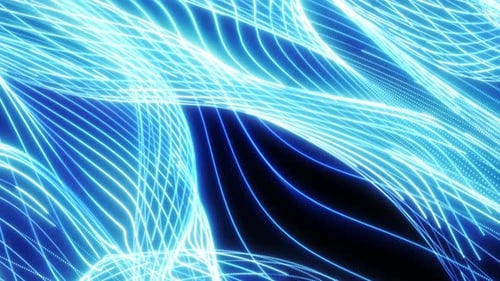 Abstract blue digital energy streams forming smooth light waves