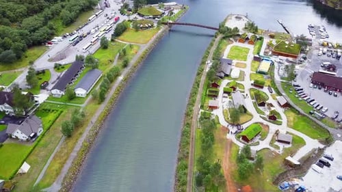 Gudvangen at Sognefjord Aerial View Norway
