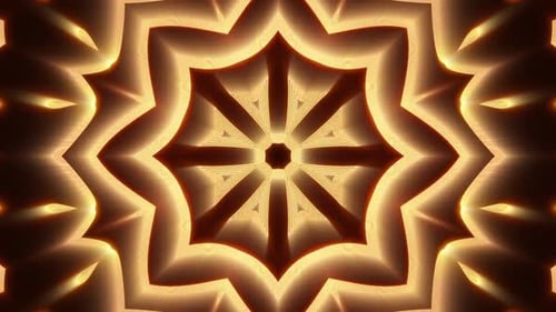 Glowing Geometric Abstract Kaleidoscope Mandala Loop Background