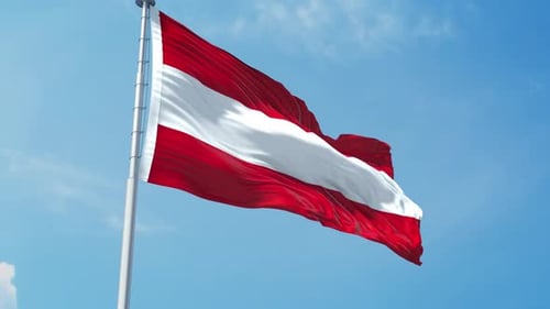 Austrian Flag Waving Realistic Seamless Loop Animation