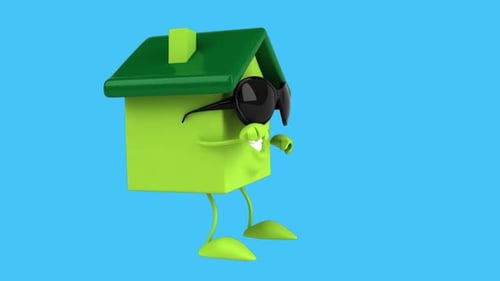 Fun 3D cartoon house dancing (with alpha channel included)