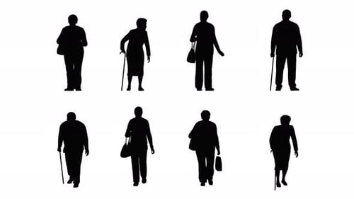 silueta de grupo de personas mayores, Gráficos aislados sobre fondo blanco