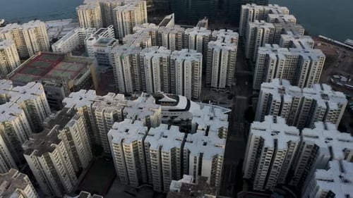 Aerial view of the Whampoa, a mall that looks like a boat, Hong Kong.