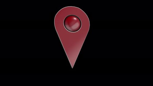 3D Map Location Pin Red Loop
