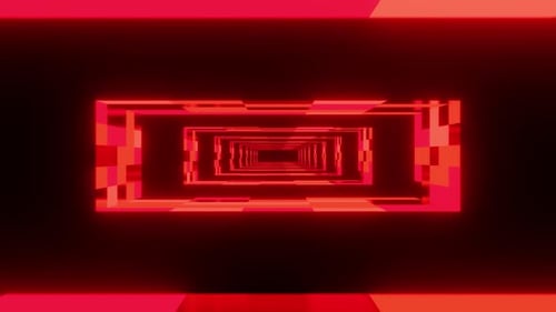 Red Neon Cube Room Tunnel Vj Seamless Loop Animation