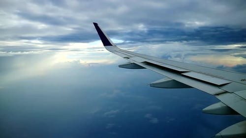 dramatic morning sky view from commercial airplane windows