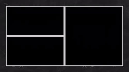 Game Time Collection: A split screen element of one square and two rectangle blank screens on a blac