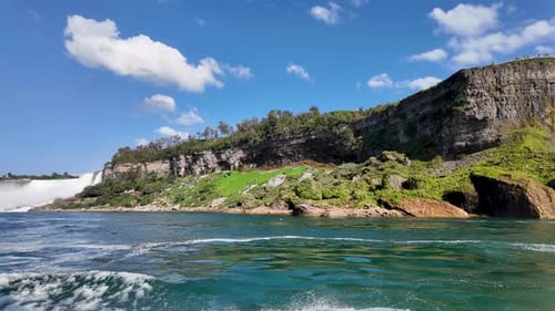 View of Niagara Falls from the Niagara River 4K
