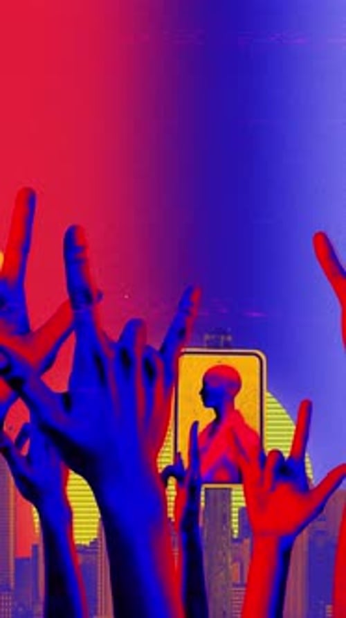 Rock Symbol Hands Portrait Abstract Background Loop