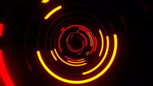 Red And Orange Abstract Neon Vortex In Infinite Fantasy Tunnel Background Vj Loop In 4K
