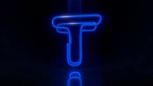 Colorful Neon Letter T Loop Animation.