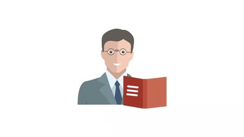 Flat Design Character Reading Book Animation