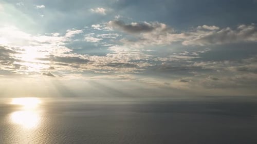 Beautiful Sunset with Colorful Yellow and Blue Cloudy Sky