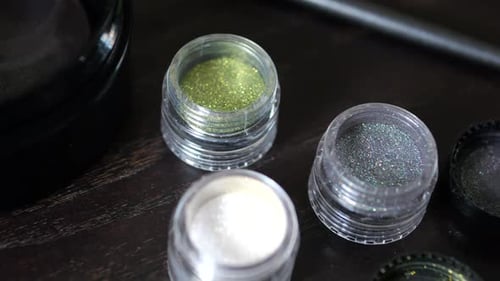 Close Up of Glitter Eye Shadow Makeup