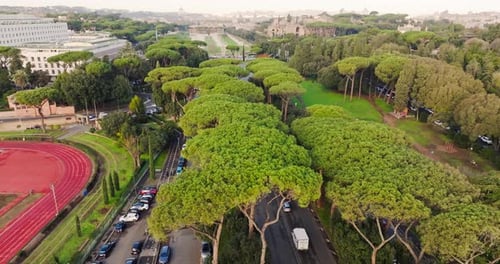 Aerial View of the National Archaeological Museum in Rome Italy