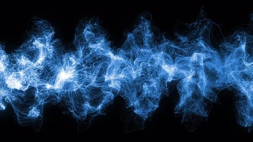 Blue Particle Wave With Lance Effects, Digital High Tech Particle Wave Moving, Digital Big Data Flow