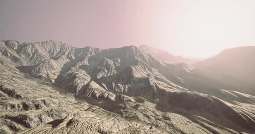 Mountain Landscape Under Soft Sunlight in Early Morning Hours