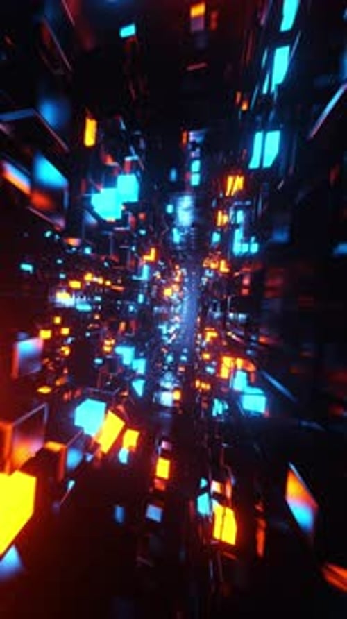 Animation très colorée et abstraite de la rue de la ville. Animation en boucle verticale