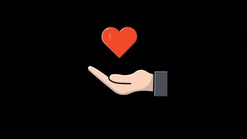 Animated Hand Holding Red Heart Icon