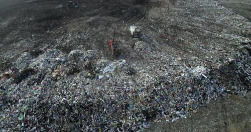 Landfill with Solid Household Waste Drone View