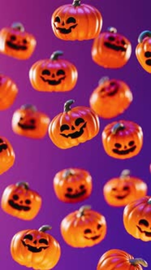 Falling Halloween Pumpkins Animation Loop Background