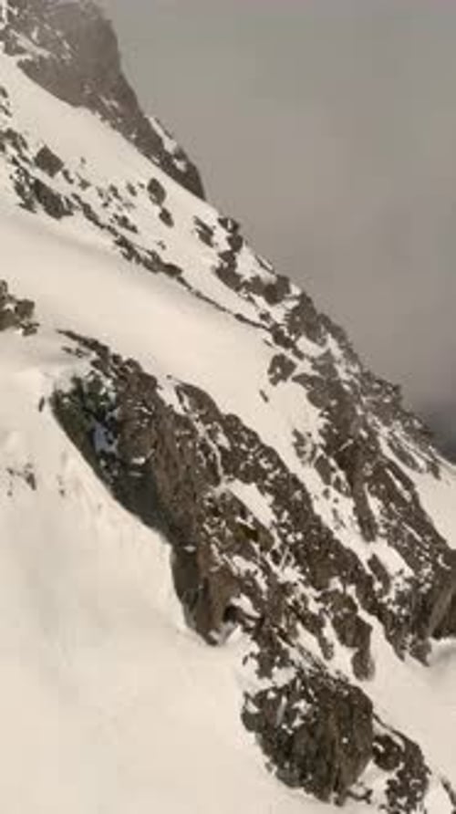Snowy Mountain Peaks And Misty Forest. British Columbia, Canada.