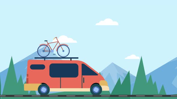 2D Traveling Minivan Animation 4K, Backgrounds Motion Graphics ft. 2d ...