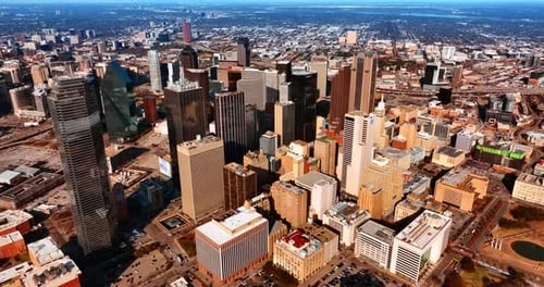 An area of beautiful skyscrapers in the uptown of Dallas, Texas, USA.
