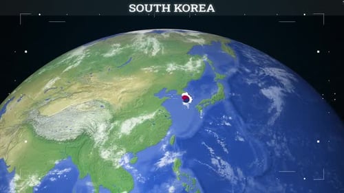 Futuristic Earth Globe Zooming to South Korea