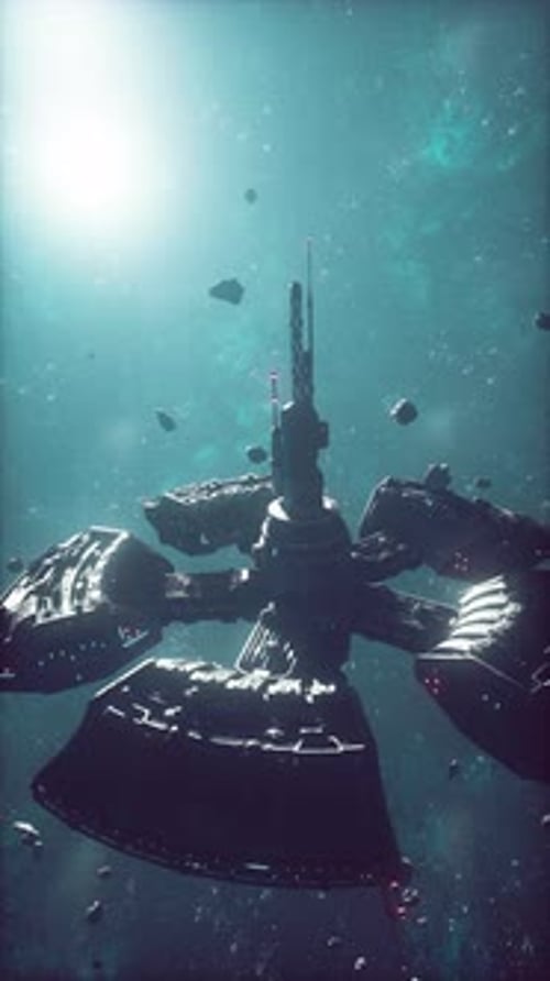 The Space Station of the Future Investigates a Nebula in Space Vertical