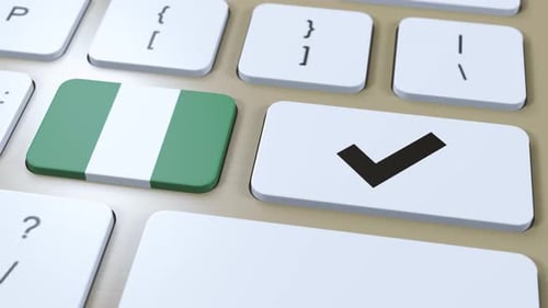 Nigeria Flag Key Press on Computer Keyboard with Checkmark